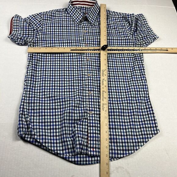 Robert Graham Mens Button Down Shirt Plaid Contrast Trim Short Sleeve SMALL FLAW - Picture 7 of 13